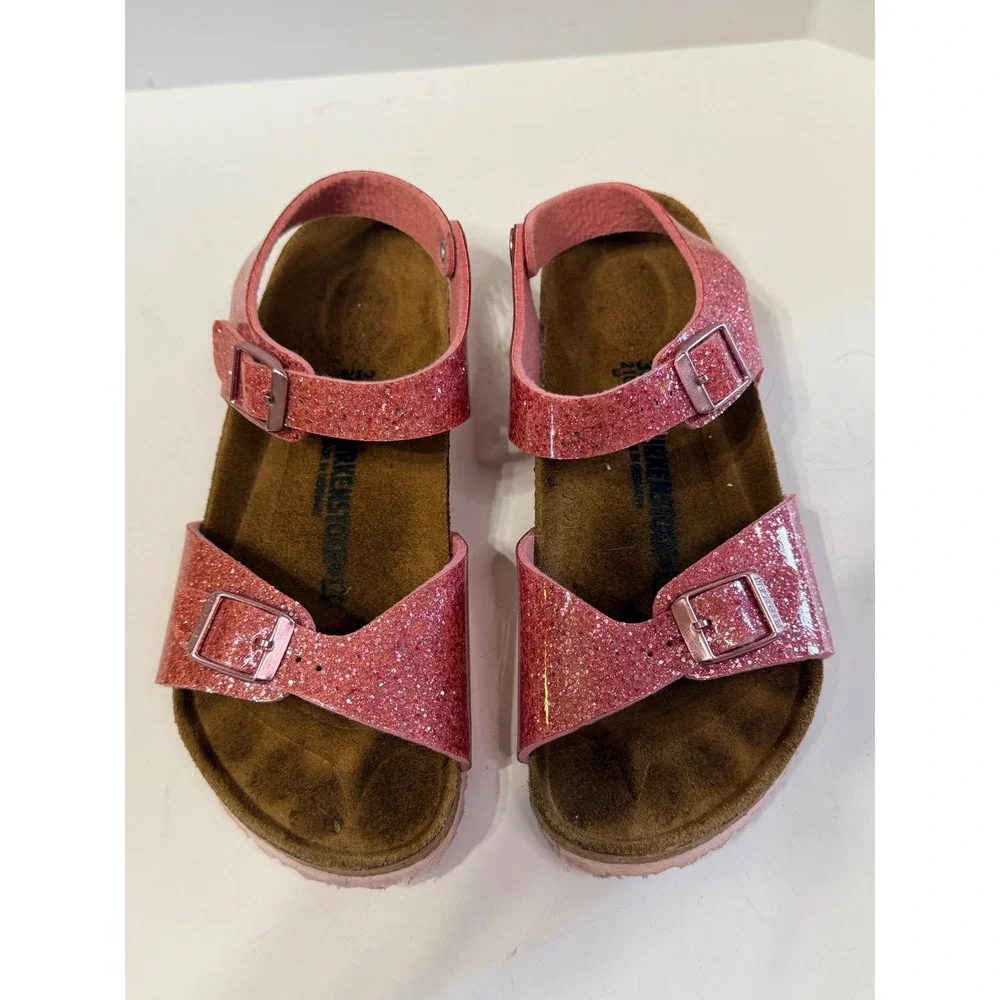 Birkenstock Rio Kids Pink Glitter Sandals EU 33 US 2-2.5 Ankle Strap Sandals